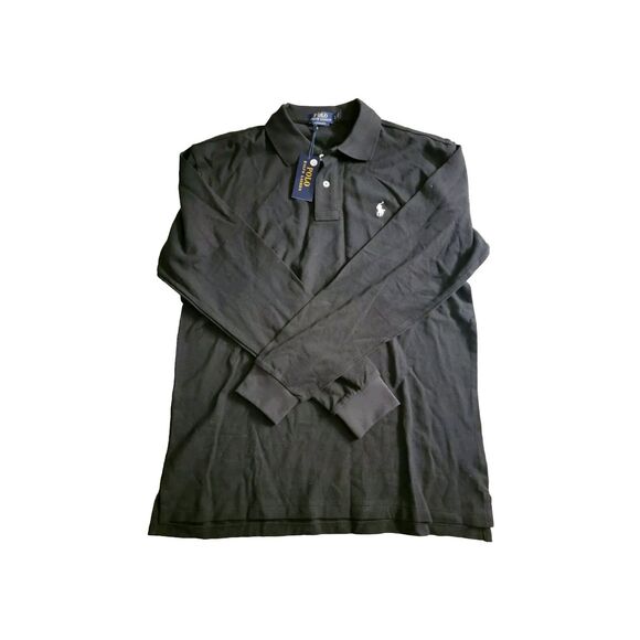 NWT POLO RALPH LAUREN ICONIC 2 BUTTON PLACKET PONY L/S MENS SHIRT Black XL SLIM - Picture 1 of 3
